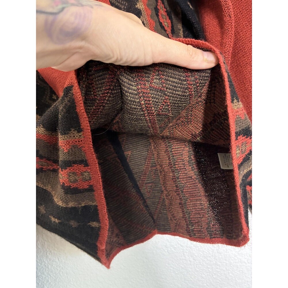 Caamano Cardigan Sweater Womens M Orange Alpaca Hand Knit Aztec Western Peru - Picture 16 of 16